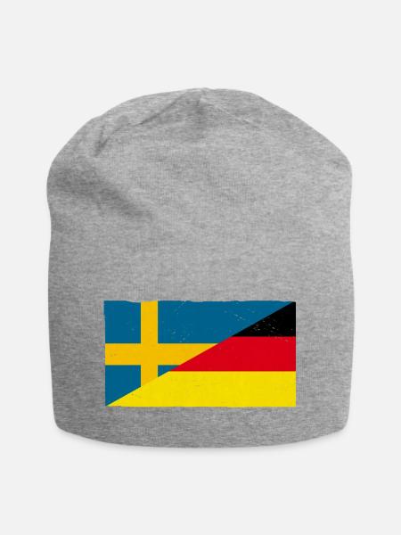 Deutschland und Schweden Vintage Flagge - Jersey-Beanie - Grau meliert