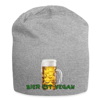 BIER ist vegan - Jersey-Beanie - Grau meliert - Vorne