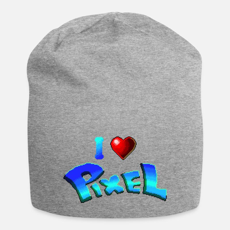 I love pixel - Bonnet en jersey - gris chiné