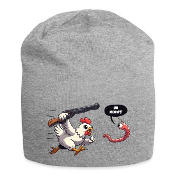 Euh MIAOU Drôle de ver chat poulet disant - Bonnet en jersey - gris chiné - Devant