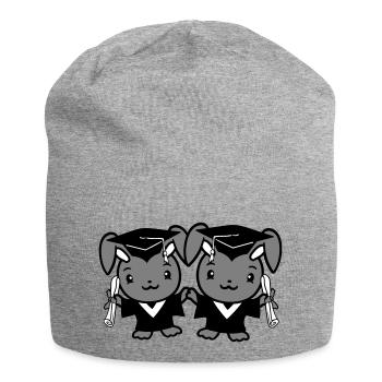 2 Bunnies College School Graduation Two Friends Team - Jersey Beanie - heather grey - Front