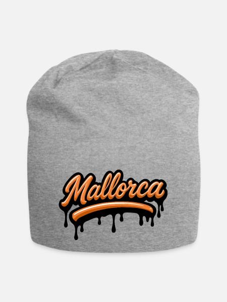 Mallorca Schriftzug - Jersey-Beanie - Grau meliert