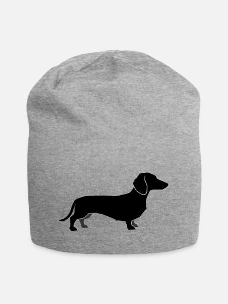 Dackel Hund Silhouette - Jersey-Beanie - Grau meliert