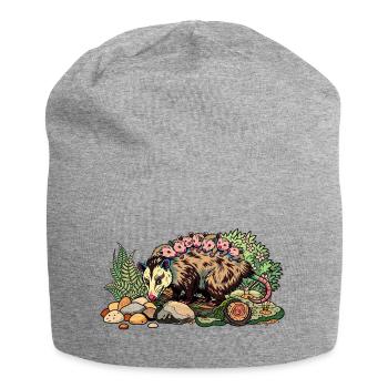 Maman opossum avec sa progéniture - Bonnet en jersey - gris chiné - Devant