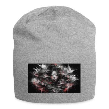 Dark Asia Punk Art Frau Porträt T-Shirt Bild - Jersey-Beanie - Grau meliert - Vorne