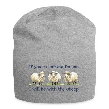 I will be with the sheep Lustiges Schaf Motiv - Jersey Beanie - heather grey - Front