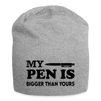 My Pen is bigger than yours T-Shirt Sprüche Erotik - Jersey-Beanie - Grau meliert - Vorne