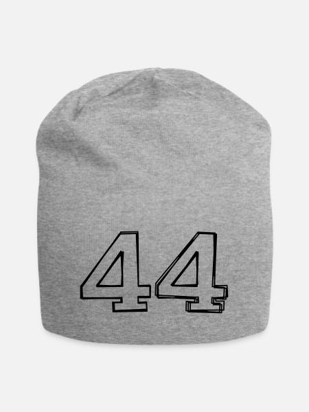 Zahl 44 handgezeichnet - Jersey-Beanie - Grau meliert