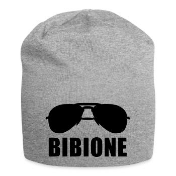 Coole Bibione Sonnenbrille - Jersey-Beanie - Grau meliert - Vorne