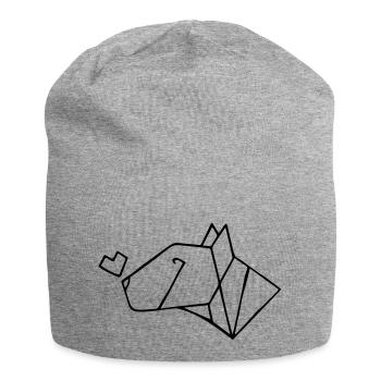 Bullterrier mit Herz - Jersey-Beanie - Grau meliert - Vorne