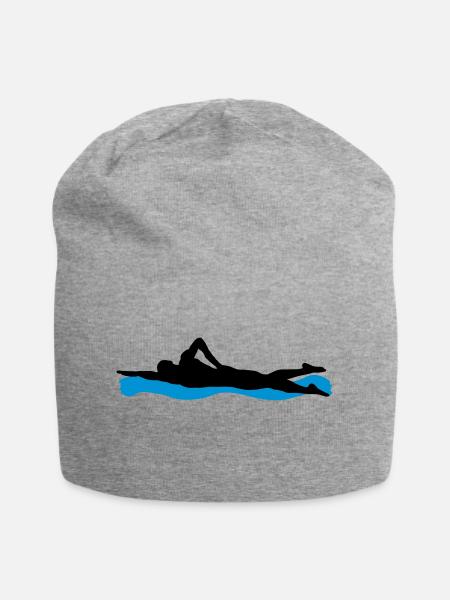 Schwimmen, Schwimmer - Jersey-Beanie - Grau meliert
