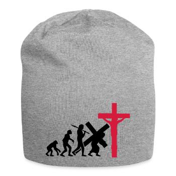 évolution jésus christ humain croire croix crucifi - Bonnet en jersey - gris chiné - Devant