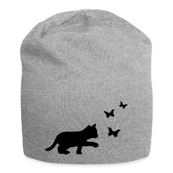 Chat Papillon - Bonnet en jersey - gris chiné - Devant