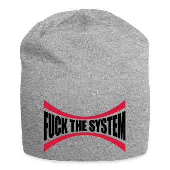 Logo Fuck the system - Jersey-Beanie - Grau meliert - Vorne