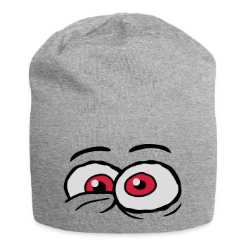 Comic Eyes Crazy Design - Jersey Beanie - heather grey - Front