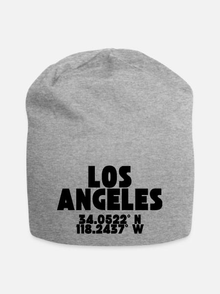 Los Angeles - Design mit Koordinaten - Jersey-Beanie - Grau meliert