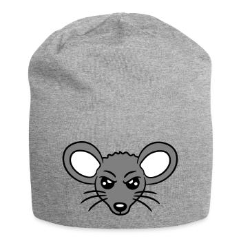Maus Guckt Böse Wütend Frustriert Sauer Aggressiv - Jersey-Beanie - Grau meliert - Vorne