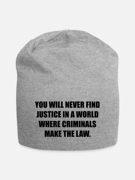 YOU WILL NEVER FIND JUSTICE - Jersey-Beanie - Grau meliert