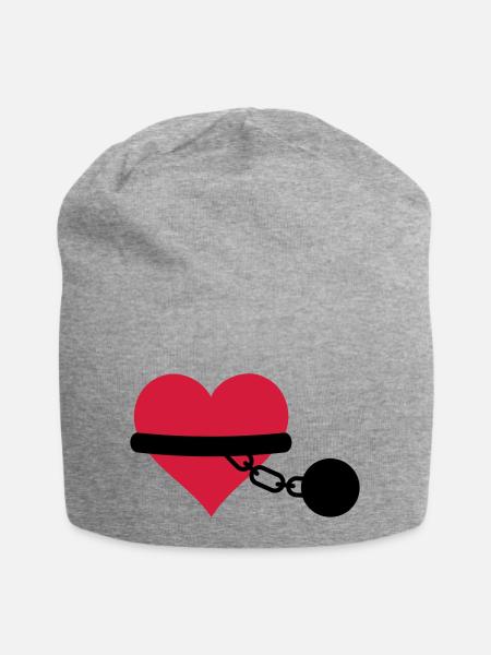 coeur enchaîné - Bonnet en jersey - gris chiné