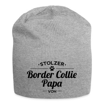 Border Collie-Papa Wunschname - Jersey-Beanie - Grau meliert - Vorne