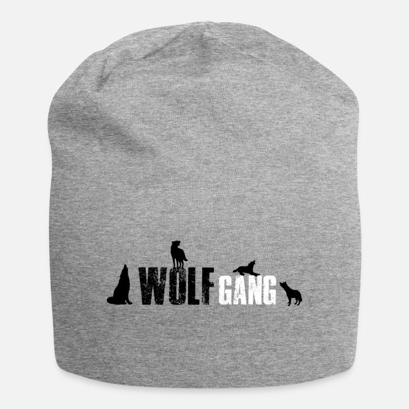 Wolfgang- Wolf Gang 3 Name oder Tiergruppe? - Jersey-Beanie - Grau meliert