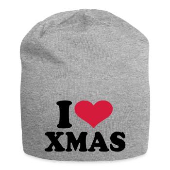 I love xmas christmas - Bonnet en jersey - gris chiné - Devant