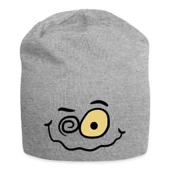 Verrücktes Lustiges Wahnsinniges Smiley Gesicht - Jersey-Beanie - Grau meliert - Vorne
