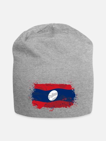 Laos Flag - Jersey-Beanie - Grau meliert
