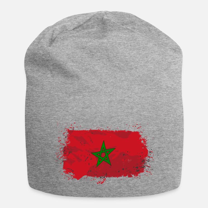 Morocco Flag - Jersey-Beanie - Grau meliert