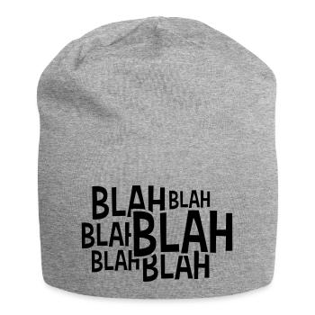 Comic Blah saying - Jersey Beanie - heather grey - Front