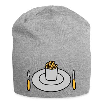 Plate French fries - Jersey Beanie - heather grey - Front