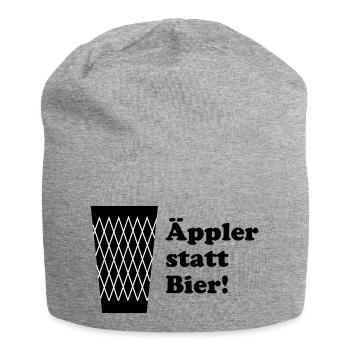 Geripptes Äppler statt Bier - Jersey-Beanie - Grau meliert - Vorne