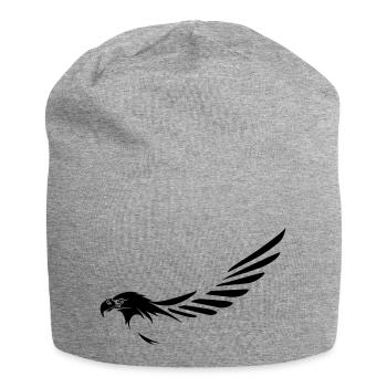 Adlerkopf mit Flügel - Jersey-Beanie - Grau meliert - Vorne