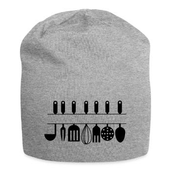 Ausschnitt für eigene Text-Küchenutensilien - Jersey-Beanie - Grau meliert - Vorne