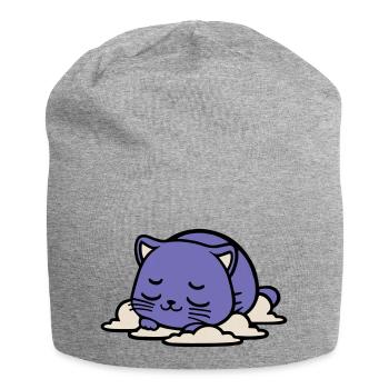 bébé chat qui dort - Bonnet en jersey - gris chiné - Devant