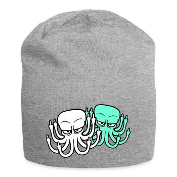 2 Pieuvre Majeur Insulte Fuck Off Équipe - Bonnet en jersey - gris chiné - Devant