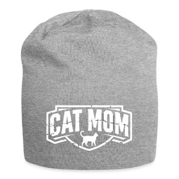 Cat Mom Vintage Wappen - Jersey-Beanie - Grau meliert - Vorne