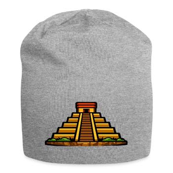 Maya-Pyramide Abendlicht - Jersey-Beanie - Grau meliert - Vorne
