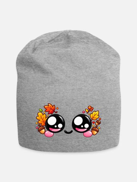 Kawaii-Herbst-Paar-Lächeln - Jersey-Beanie - Grau meliert