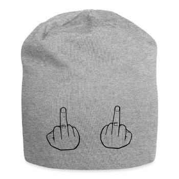 Mittelfinger, doppelter Stinkefinger - Jersey-Beanie - Grau meliert - Vorne