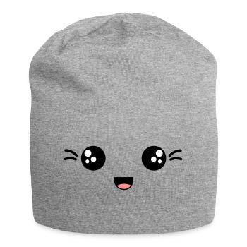 visage, rire - Bonnet en jersey - gris chiné - Devant