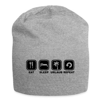 Eat sleep Urlaub Repeat - Jersey-Beanie - Grau meliert - Vorne