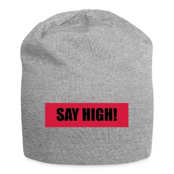 Say high! happy party saying - Jersey Beanie - heather grey - Front