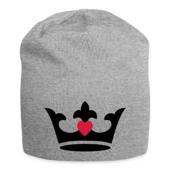 Krone - Herz - Jersey-Beanie - Grau meliert - Vorne