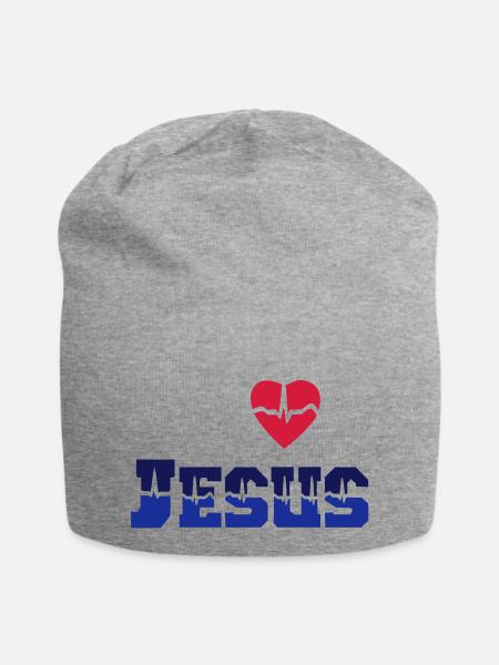 Jesus liebt ... - Jersey-Beanie - Grau meliert