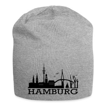 Hamburg Skyline - Jersey-Beanie - Grau meliert - Vorne