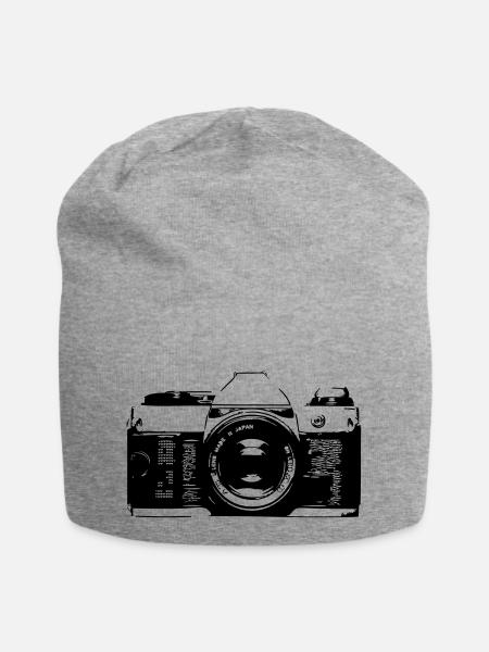 Retro Kamera - Jersey-Beanie - Grau meliert