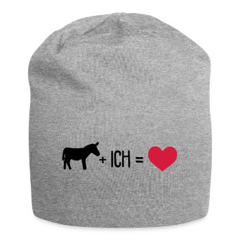 Esel plus ich gleich Liebe - Jersey-Beanie - Grau meliert - Vorne