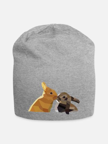Osterhasen Polygon Hasen Kaninchen Geschenk Liebe - Jersey-Beanie - Grau meliert