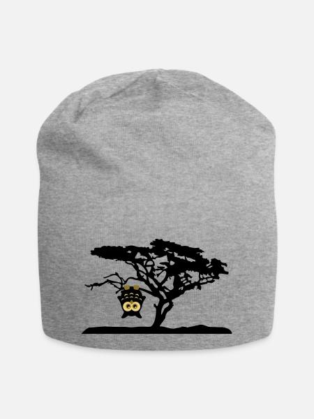 Eule Kopfüber Baum Hängen Different - Jersey-Beanie - Grau meliert